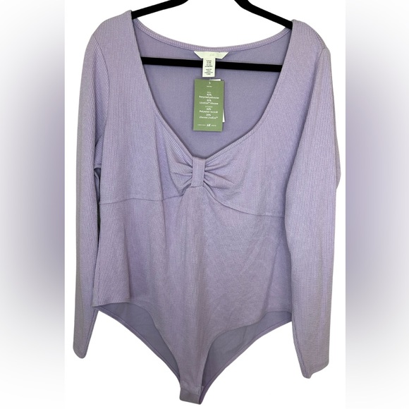 H&M Purple Ribbed Long Sleeve Body Suit Size XXL - Picture 1 of 4